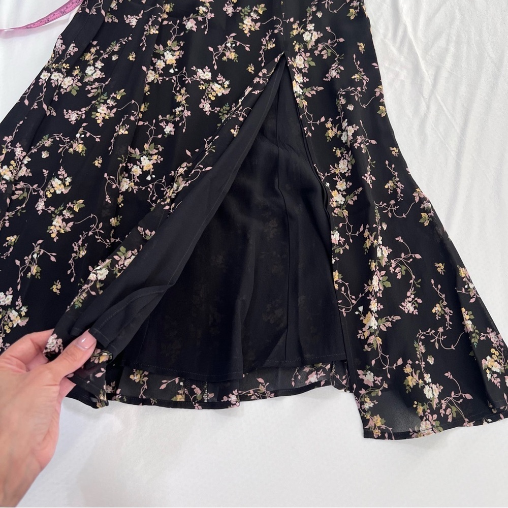 Reformation Marnie Dress Women’s 2 Midi Floral Slit Front Black P - Picture 7 of 10